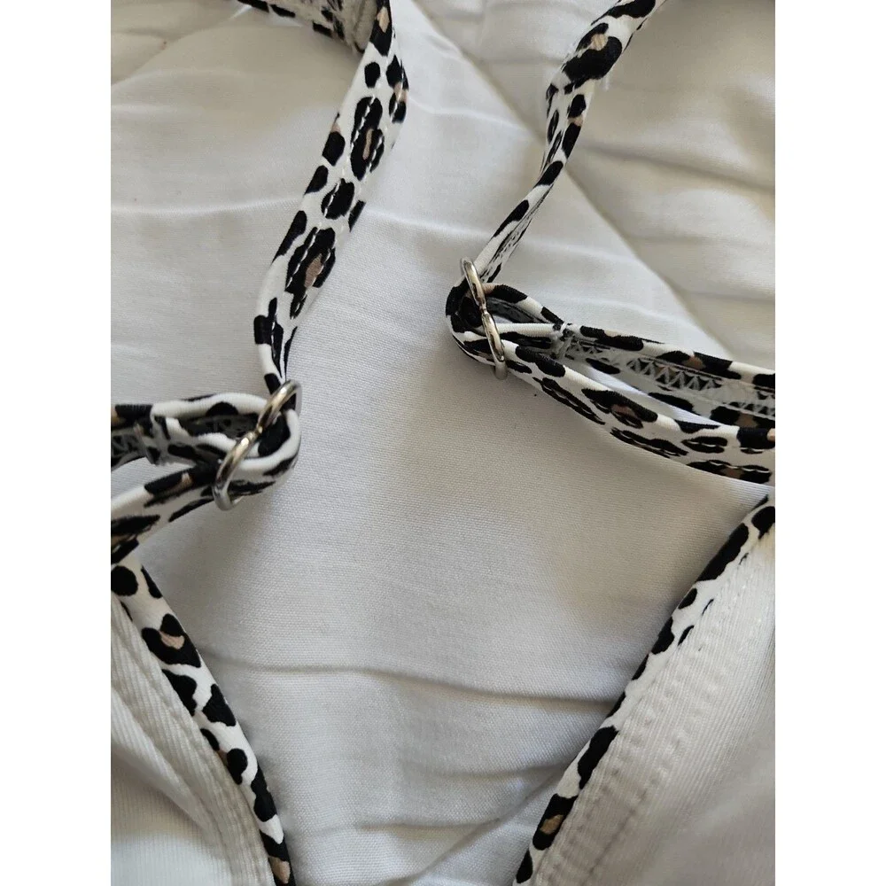 Michael Kors Leopard Triangle Bikini Bathing Suit Set Sz Large NWOT
